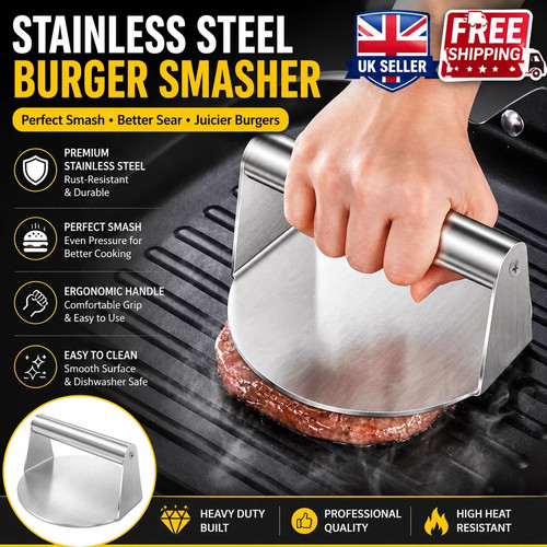 Burger press round - round, stainless