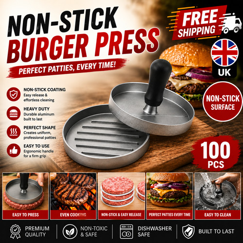 Burger press round - press, stainless