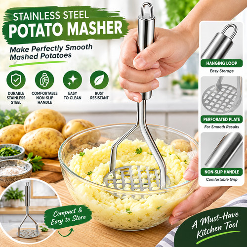 Stainless steel potato masher - steel,